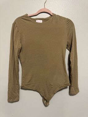 Pink Lily Soft Stretch Brown Long Sleeve Bodysuit